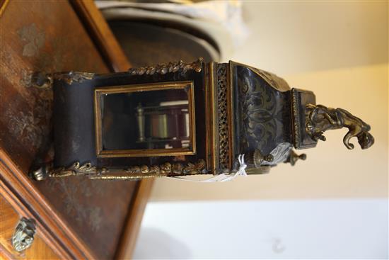 A late 19th century French boulle work mantel timepiece, 14in.